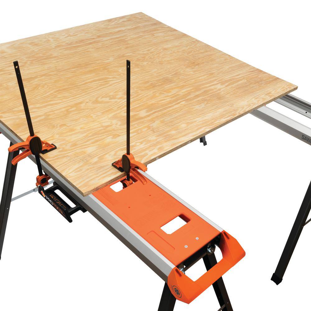 PROTOCOL 46 in. x 29 in. Lightweight Aluminum Sawhorse 2-Piece Combo Pack with Miter Saw Mounting Brackets 500 lbs. Capacity SAWPK46