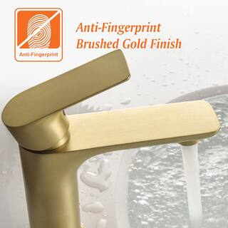 UKISHIRO Single Handle Single Hole Bathroom Faucet with Spot Resistant in Brushed Gold SMD00JN22032204