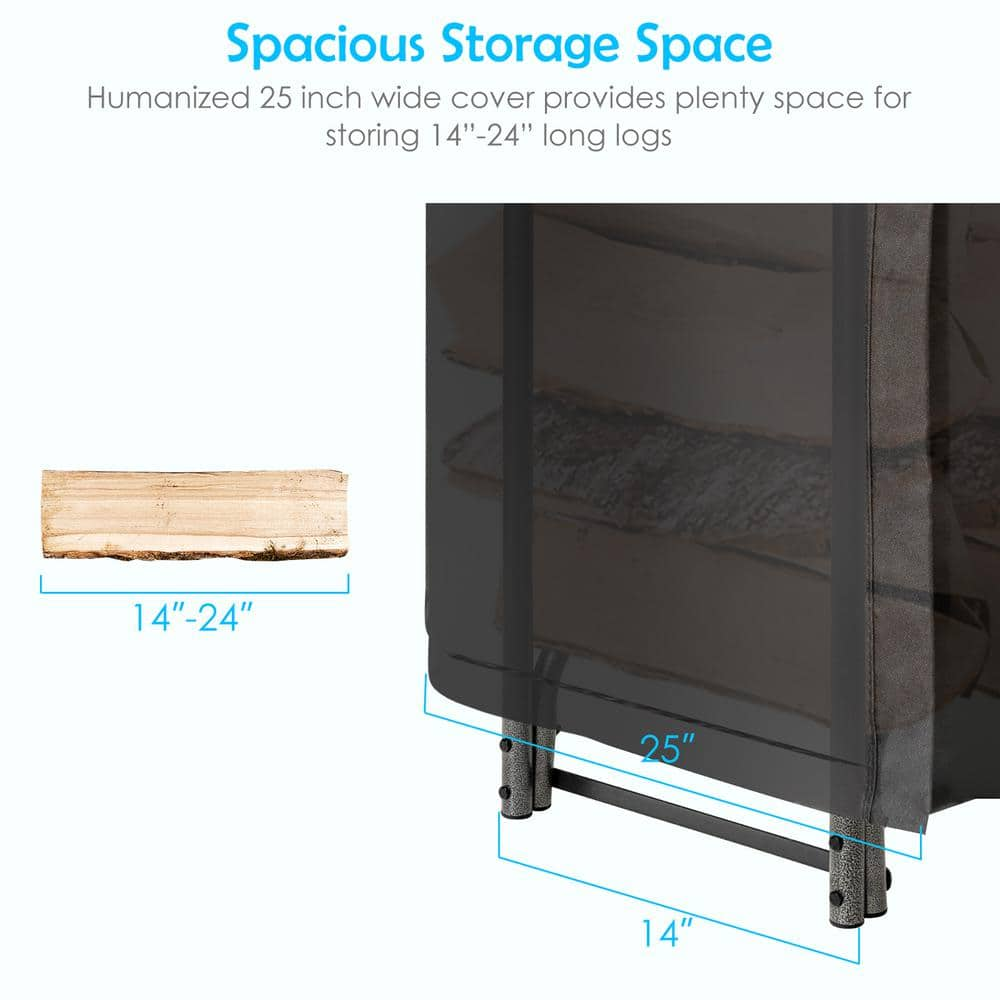 Costway 72 in. Heavy-Duty Indoor/Outdoor Firewood Rack with Waterproof Cover NP10539GR