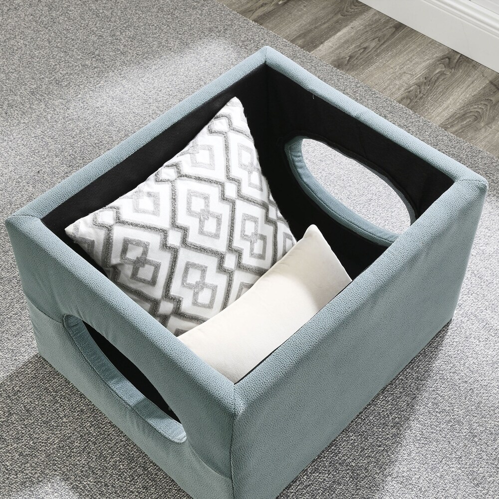 Modern Design Hollow Storage Ottoman Bench  Upholstery Coffee Table 2 Small footstools Short Ottoman Stoo  Grey