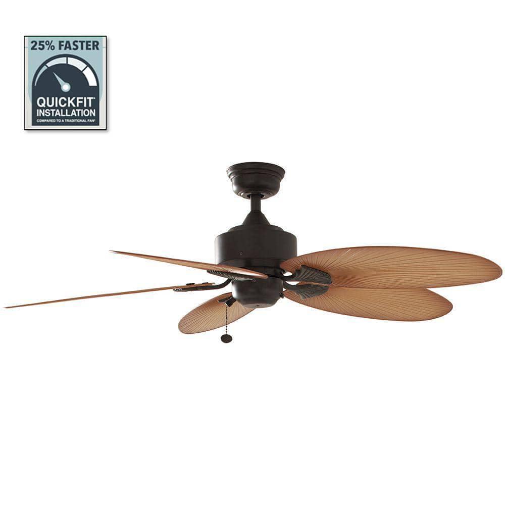 Hampton Bay Lillycrest 52 in IndoorOutdoor Aged Bronze Ceiling Fan with Downrod and Reversible Motor Light Kit Adaptable