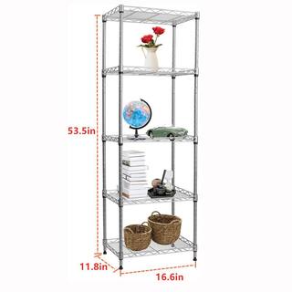 Silver 5-Tier Metal Garage Storage Shelving Unit (16.6 in. W x 53.5 in. H x 11.8 in. D) shelve-588