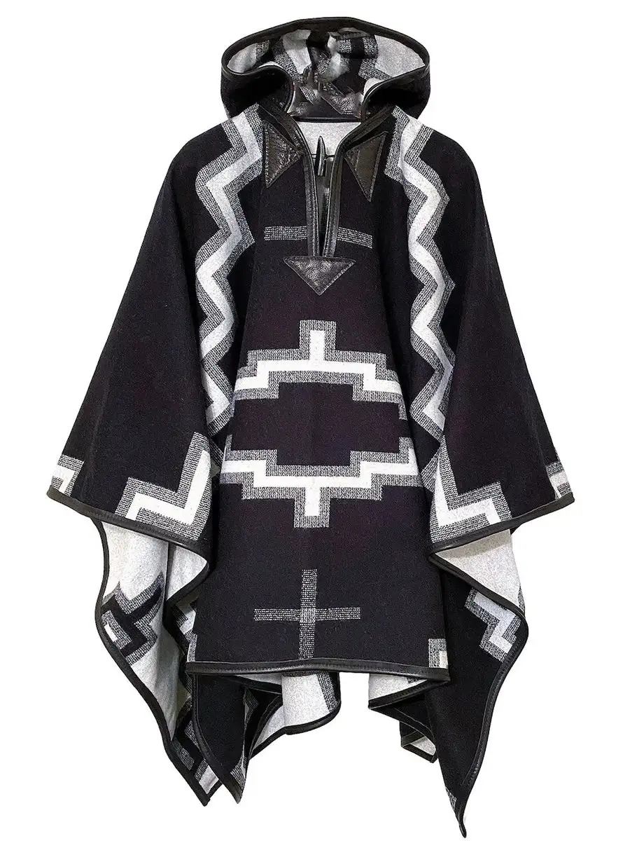 Men's Ethnic Print Hooded Cloak