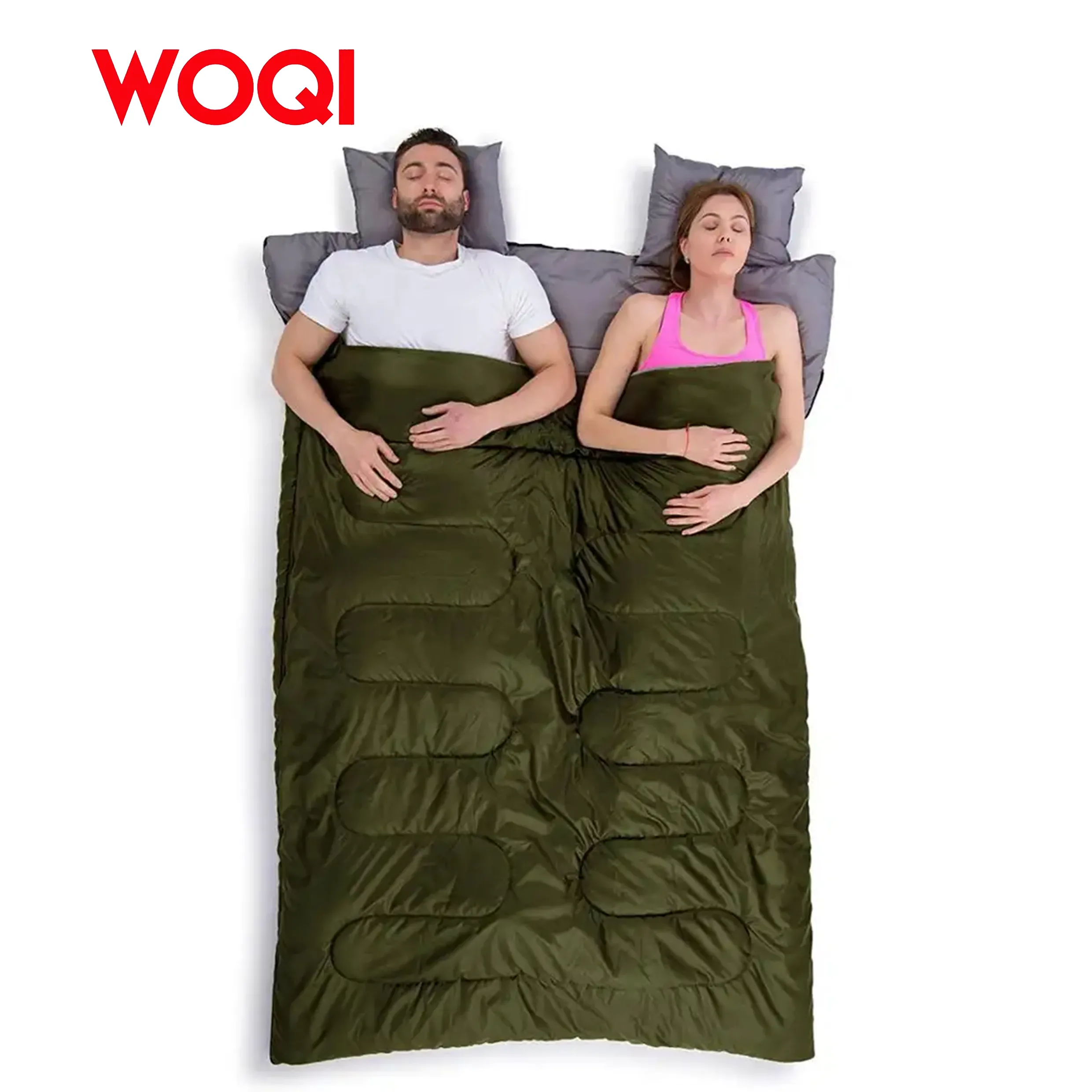 Woqi Extreme Waterproof Backpacking Double Sleeping Bag with 2 Pillows