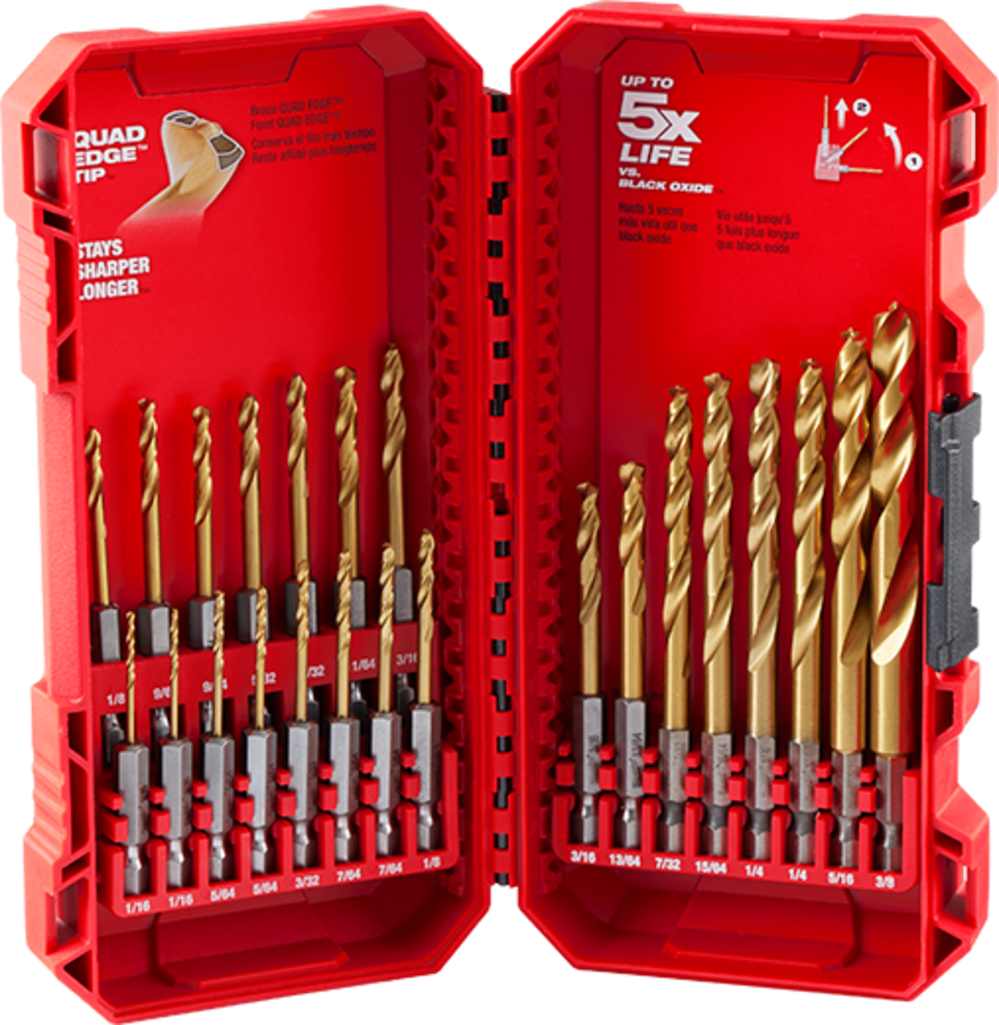 MW SHOCKWAVE Impact Duty RED HELIX Titanium Drill Bit Set 23PC 48-89-4631 from MW