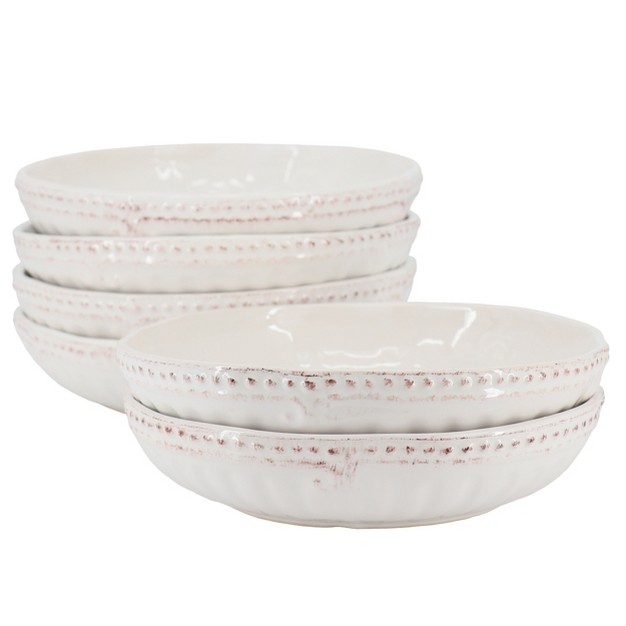 Gibson Modern Southern Home 6 Piece 9 Inch Stoneware Embossed Dinner Bowl Set In White