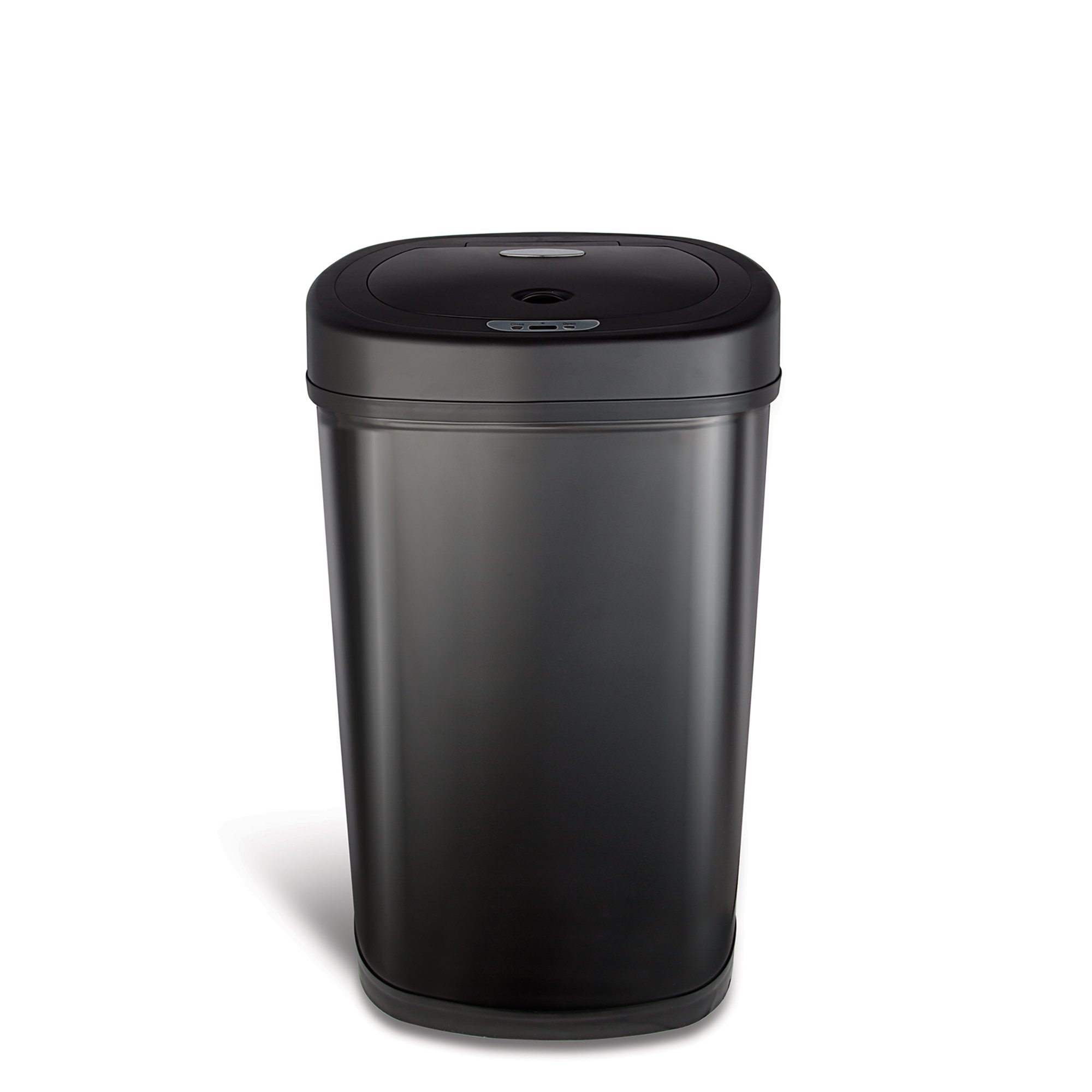 Nine Stars Motion Sensor Oval Kitchen Garbage Can， Fingerprint-Resistant Stainless Steel， 13.2 Gal， Matte Black