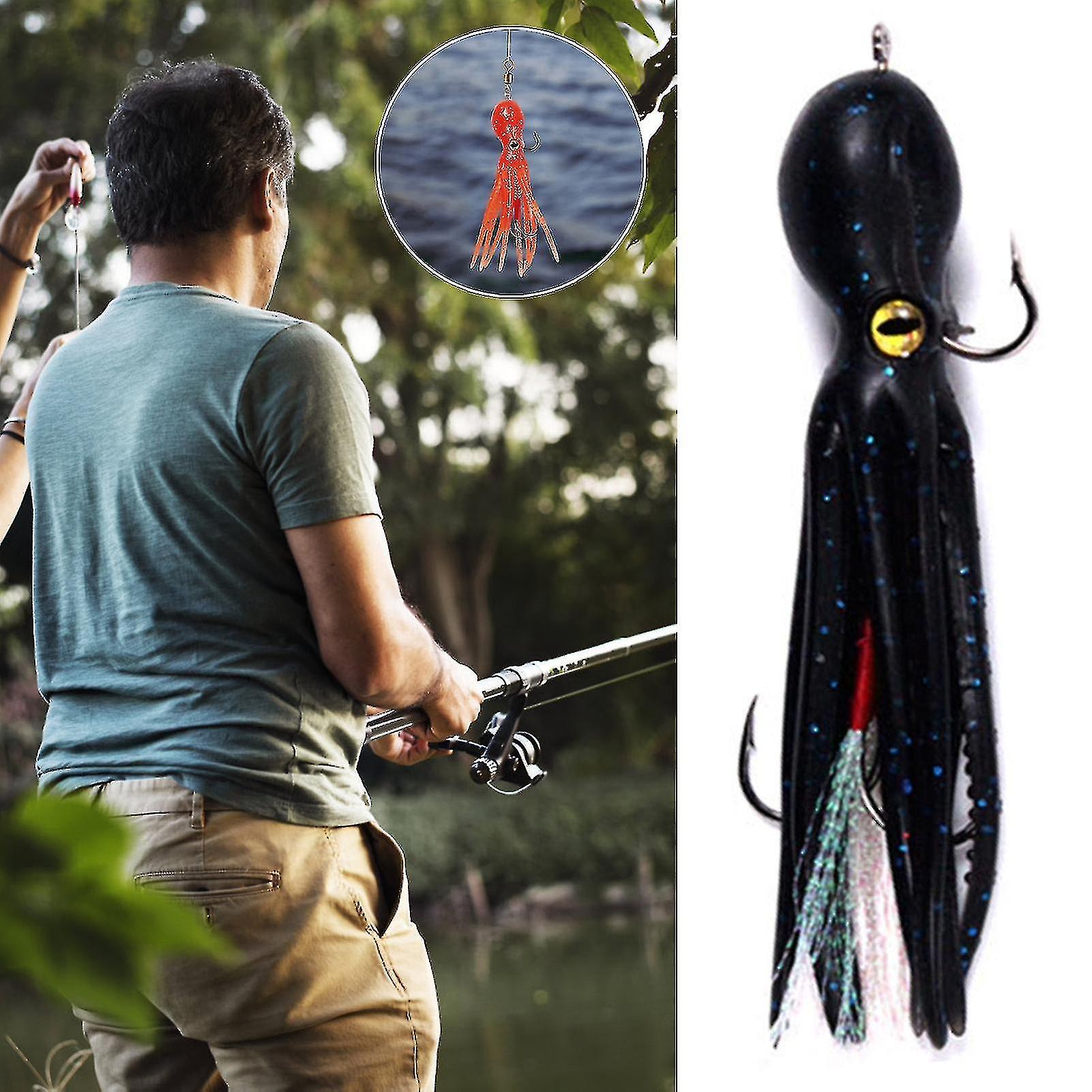 21g/11cm Reusable Squid Bait Attractive Far Throwing Distance Convenient Carrying Double Hooks Artificial Bait Outdoor Fishing