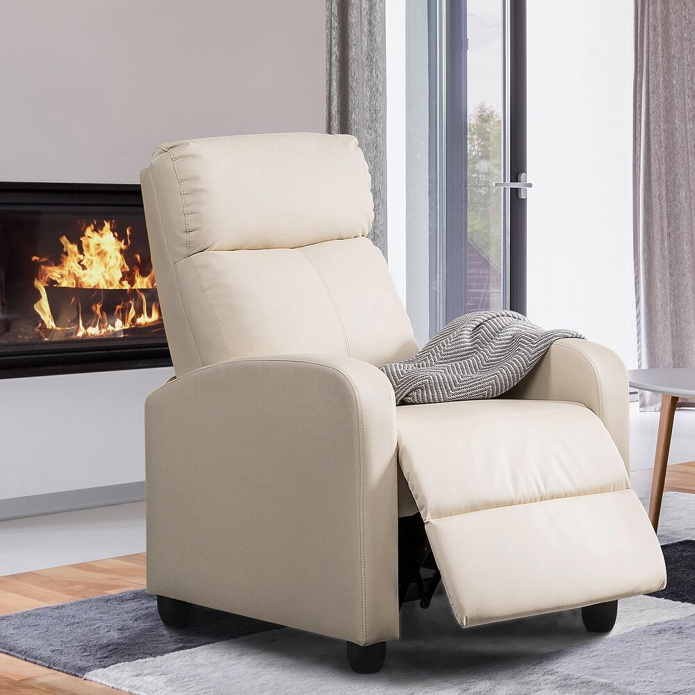 Fabric Recliner Chair Single Sofa Home Theater Seatting Adjustable Modern Single Reclining Living Room Bedroom Ivory