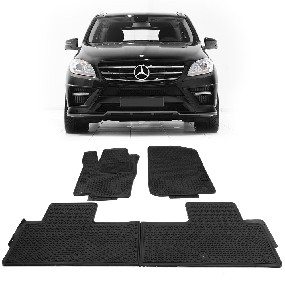 Ikon Motorsports Compatible with 12-15 W166 ML Series 16-19 GLE Class All Weather Floor Mat Carpet OE Factory Style Front Rear Black