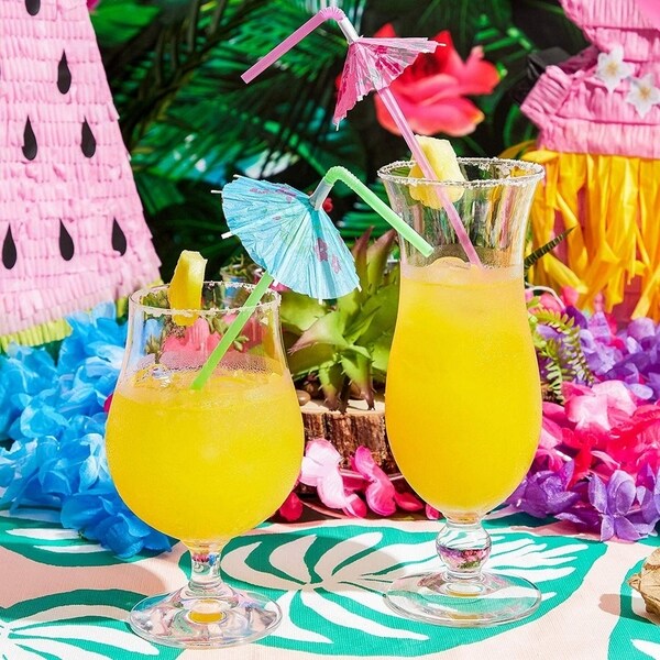 150x Disposable Tropical Hawaiian Luau Party Umbrella Cocktail Drink Straws