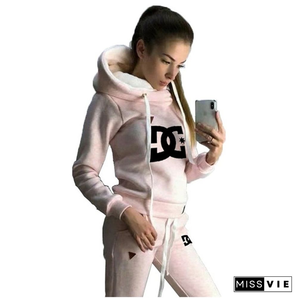 Women Casual Jogging Suit Fashion Long Sleeve Pullover Hoodies Pants Two Piece Outfit Womens Tracksuits