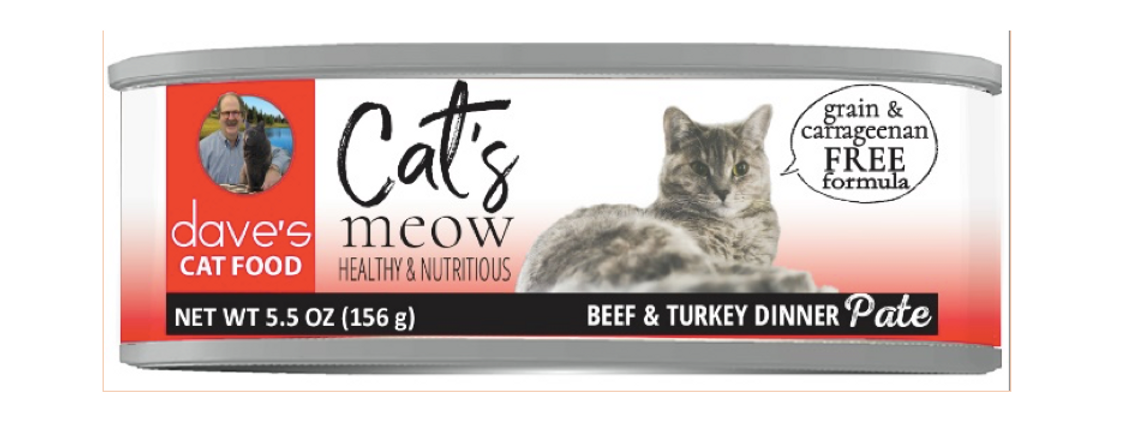 Dave Cat’s Meow Beef and Turkey Pate Grain Free Wet Cat Food