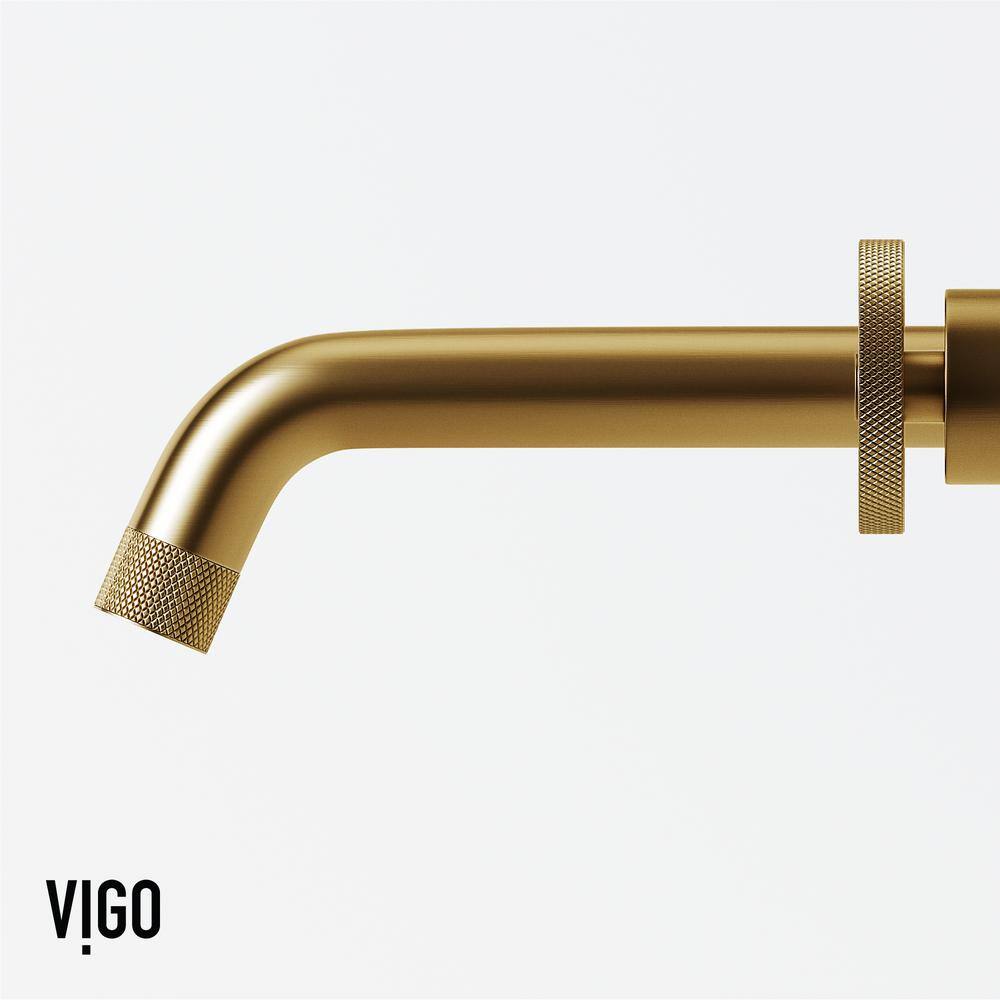 VIGO Cass Two Handle Wall Mount Bathroom Faucet in Matte Brushed Gold VG05007MG