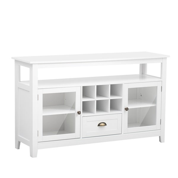 White Entryway Console Table with Shelves Storage Grid