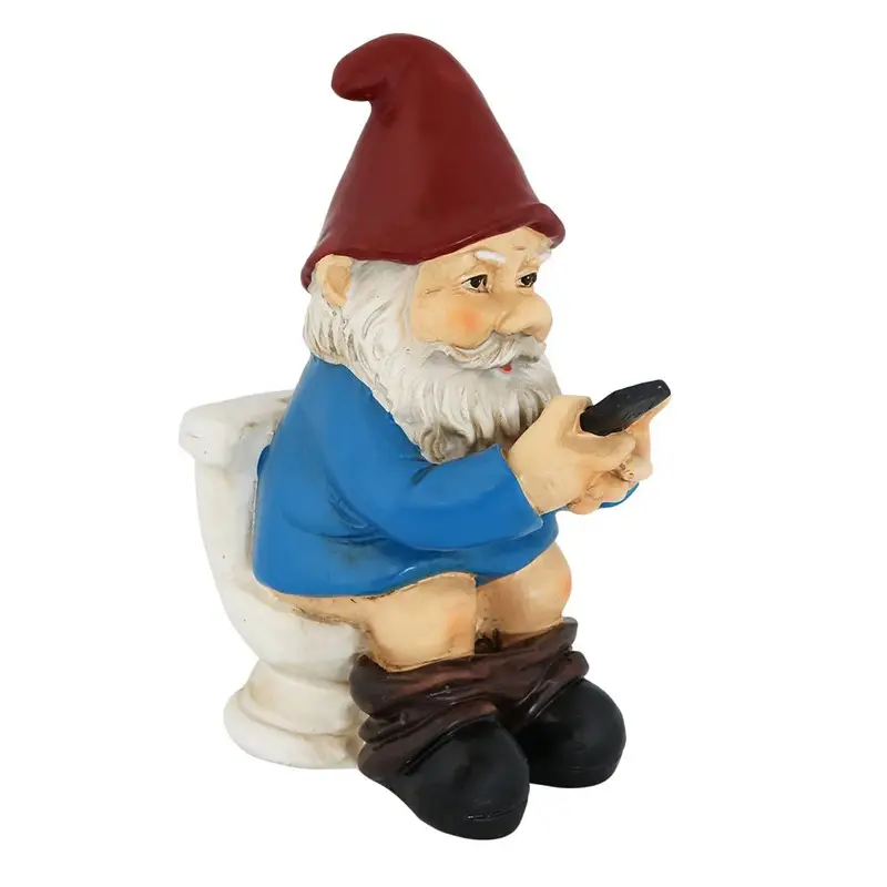 Factory Supply Customized Funny The Garden Gnome on The Throne Reading Phone For Outdoor Lawn Decoration