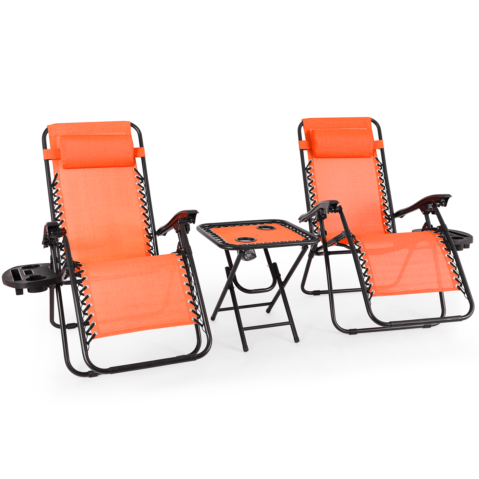 OKVAC Zero Gravity Chair Set of 3, Patio Lounge Recliner with Side Table