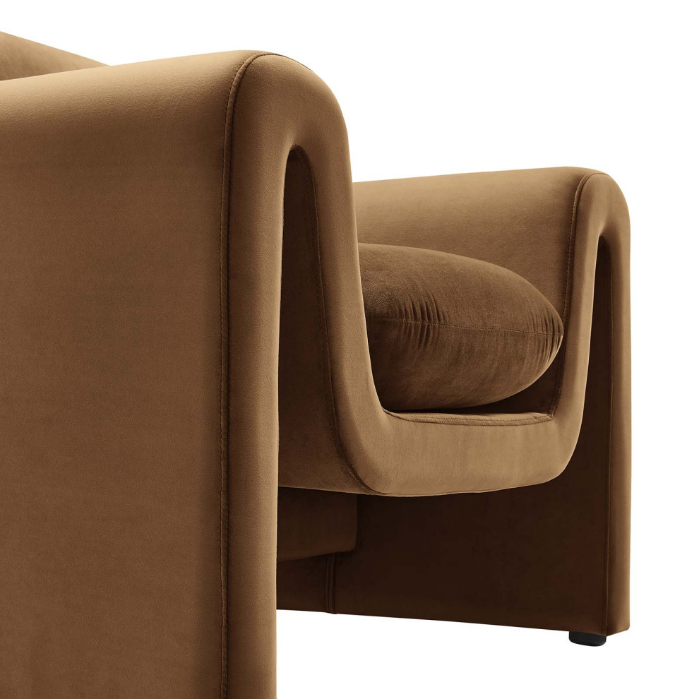 Waverly Performance Velvet Armchair   Brown   Contemporary   Armchairs And Accent Chairs   by First of a Kind USA Inc  Houzz