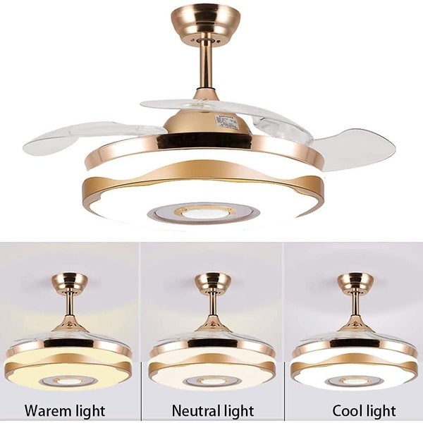 42 Inch Modern Ceiling Fan with 7 Colors Dimmable LED Lights， Bluetooth Music Player Remote Control Invisible Shopping - The Best Deals on Ceiling Fans | 41540850