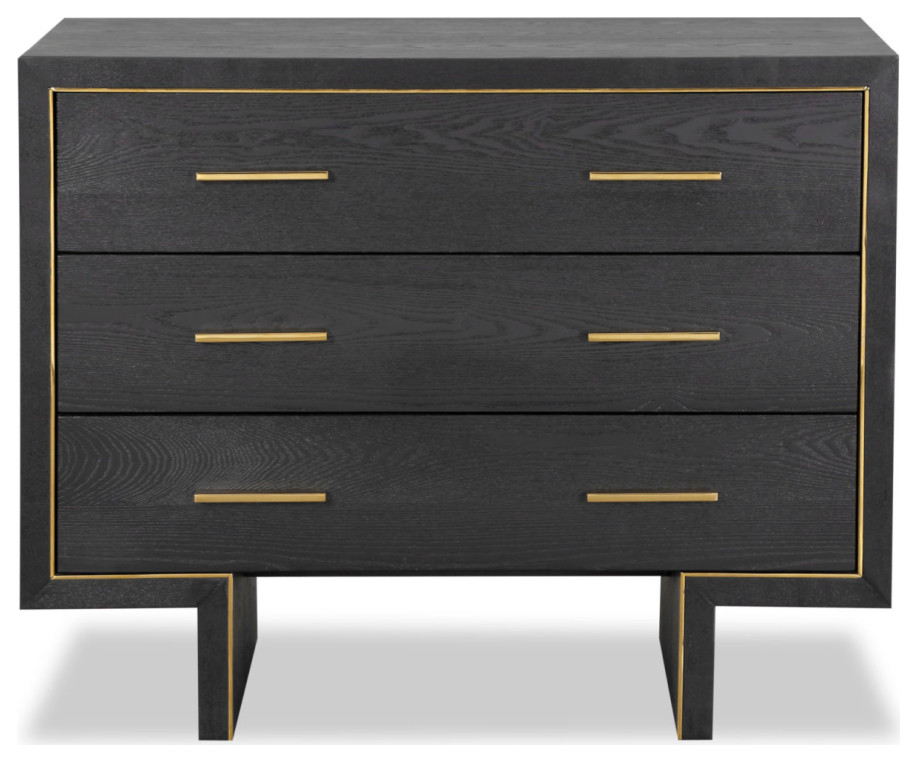 Black Ash 3 Drawer Chest  Liang  ampEimil Tigur   Transitional   Accent Chests And Cabinets   by Oroa   Distinctive Furniture  Houzz