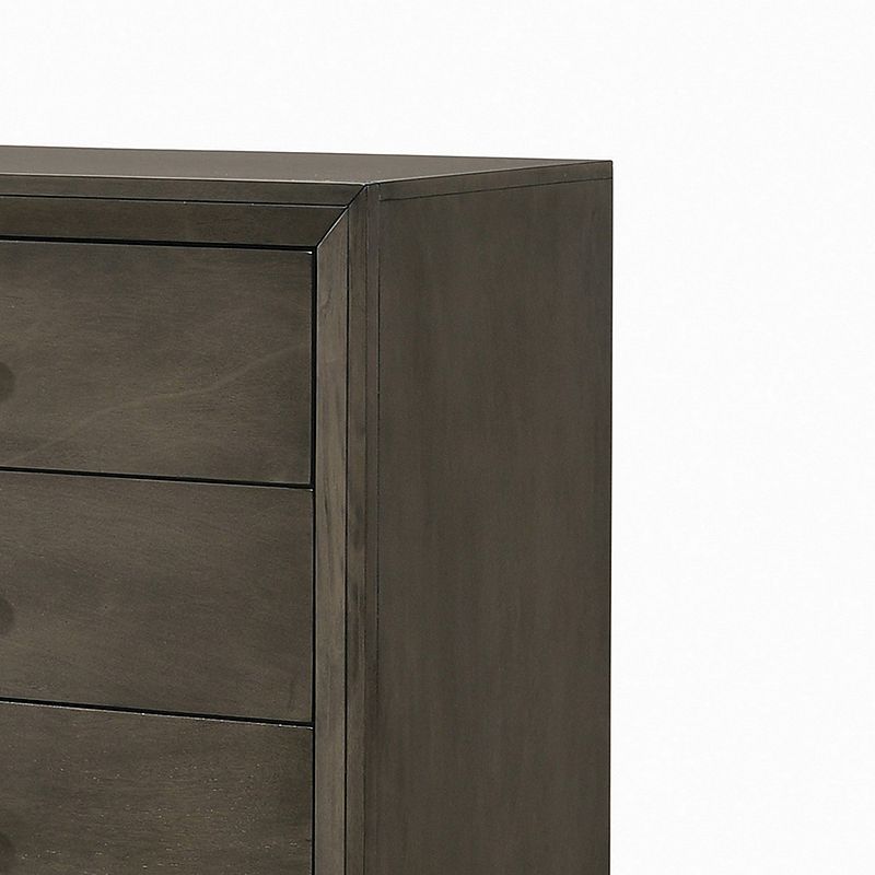 Transitional Style Wooden Chest with 5 Spacious Drawers， Gray