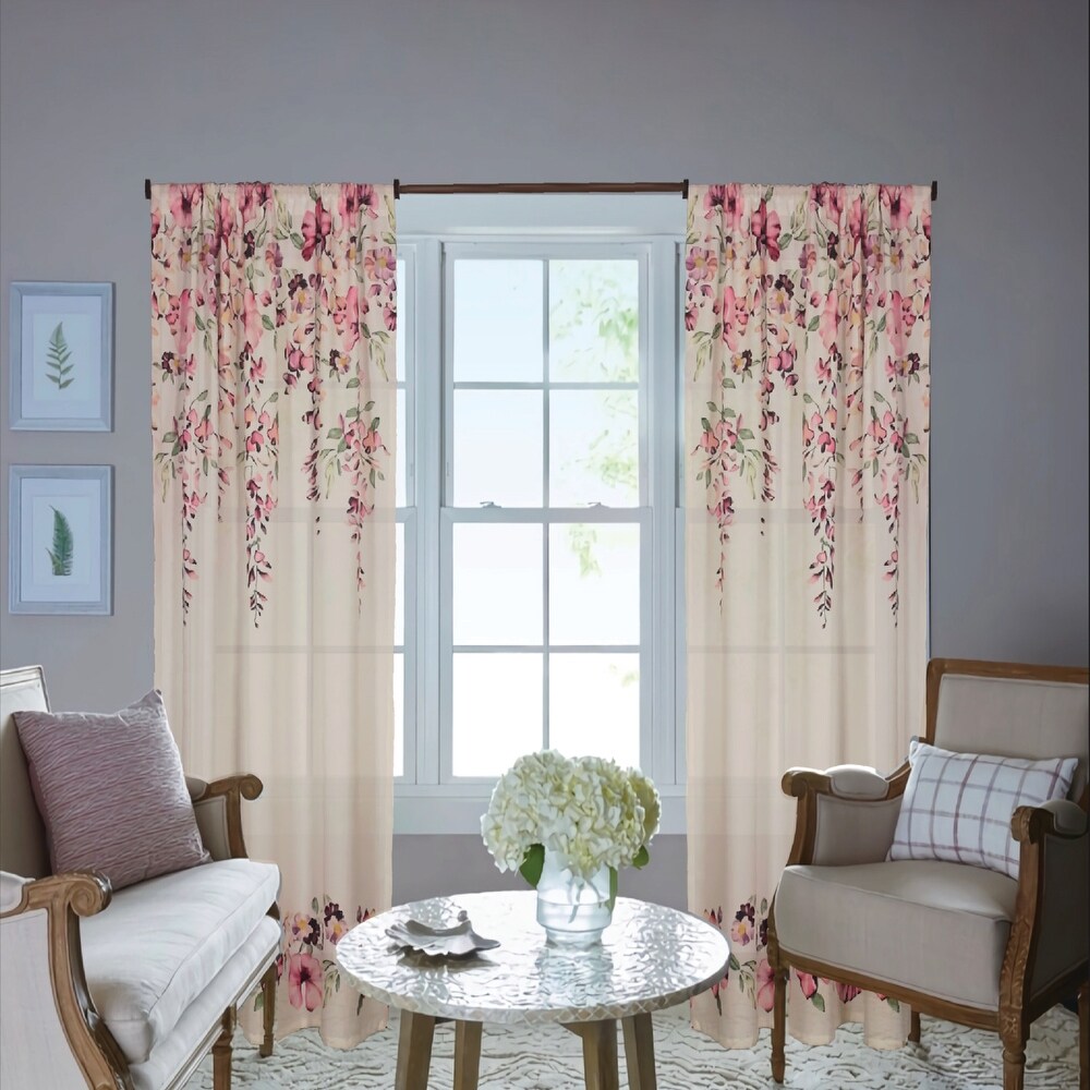 Waldron Floral Room Darkening Rod Pocket Single Curtain Panel