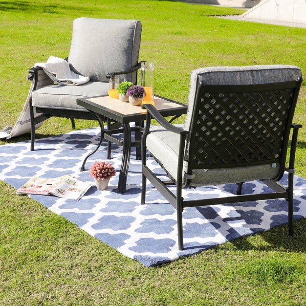 3pc Bistro Steel Patio Dining Set With Arm Chairs Gray Lokatse