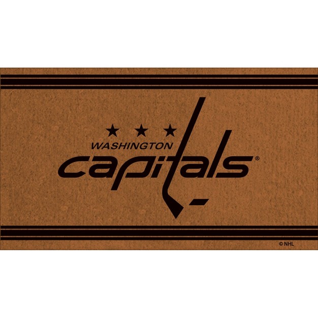 Evergreen Washington Capitals Logo Turf Mat Brown 28 X 16 Inches Indoor Outdoor Doormat