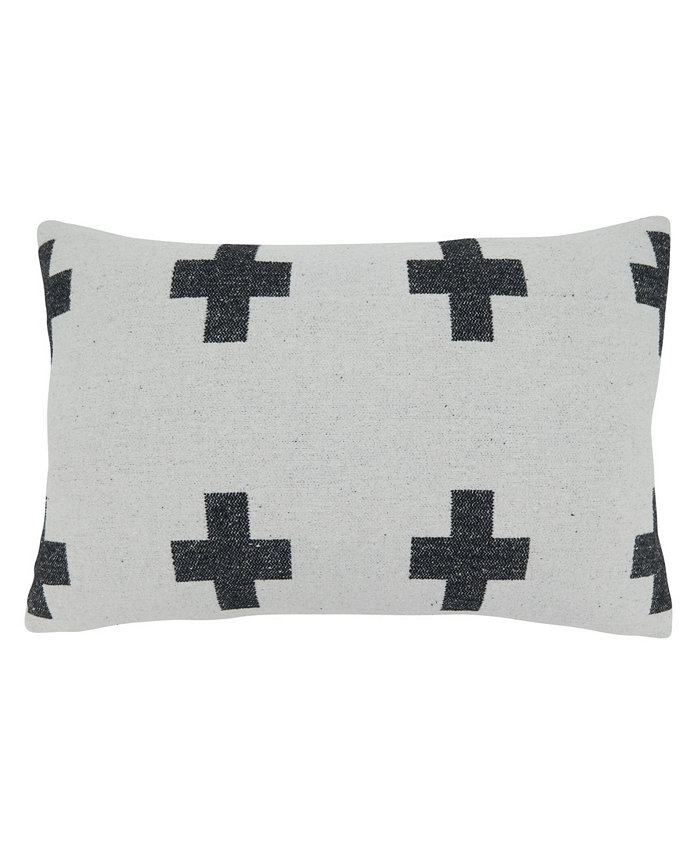 Saro Lifestyle Plus Sign Reversible Decorative Pillow， 16 x 23