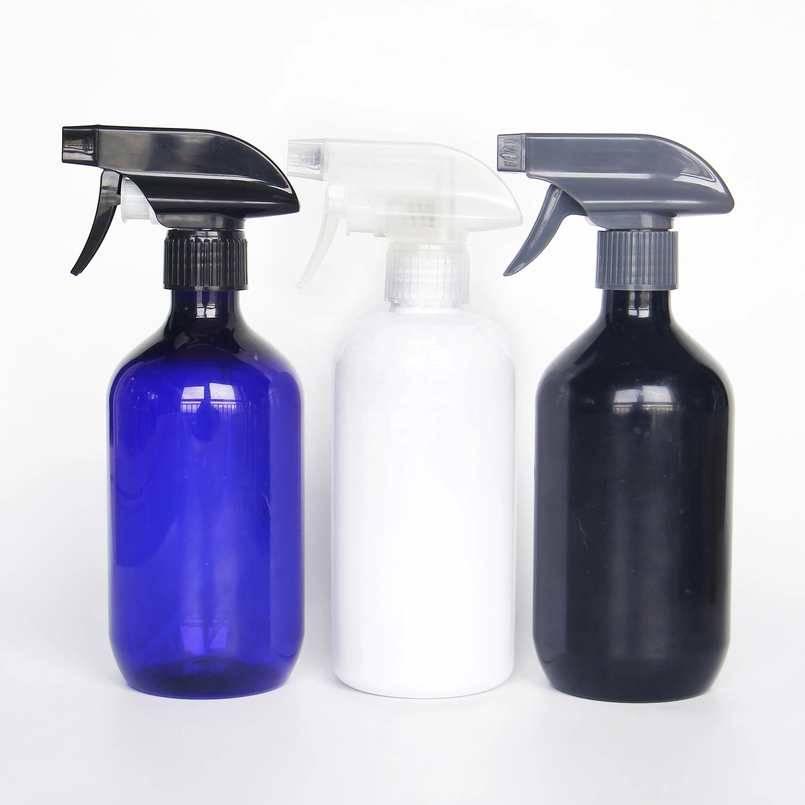 500ml 16 oz Boston Bottle With Durable Black Trigger Sprayer w/ Mist and Stream for Aromatherapy Plastic Liquid Detergent bott