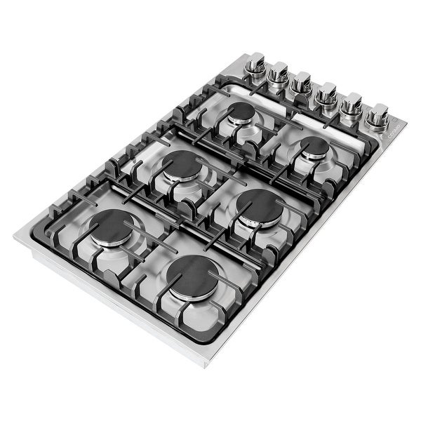 36 in. Gas Cooktop in Stainless Steel with 6 Italian Made Burners - 36 in.