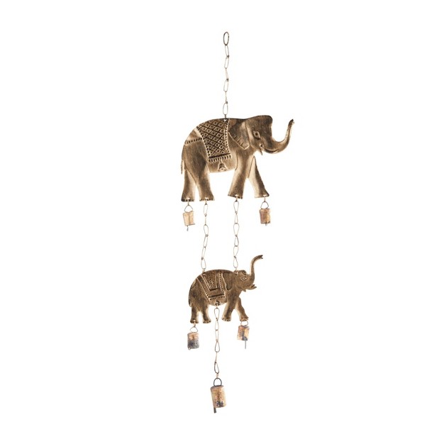 X 10 quot Eclectic Metal Elephant Windchime Brass Olivia amp May