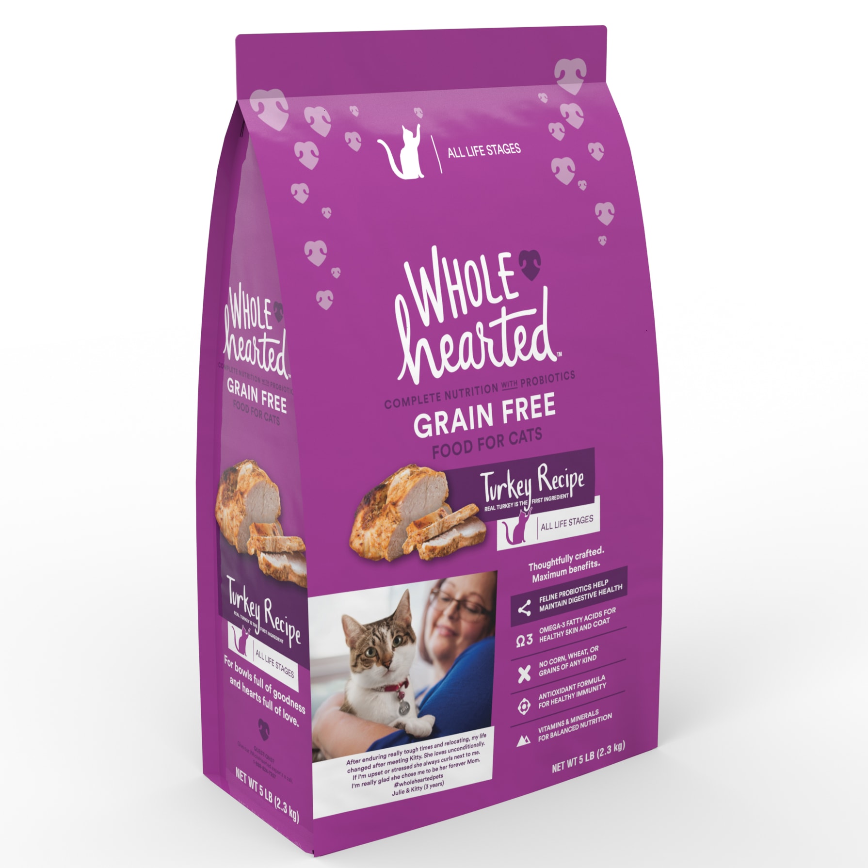 WholeHearted Grain Free Turkey Formula Dry Cat Food， 5 lbs.