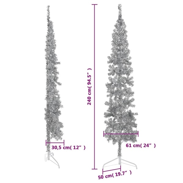 vidaXL Christmas Tree Decoration Slim Artificial Half Xmas Tree with Stand