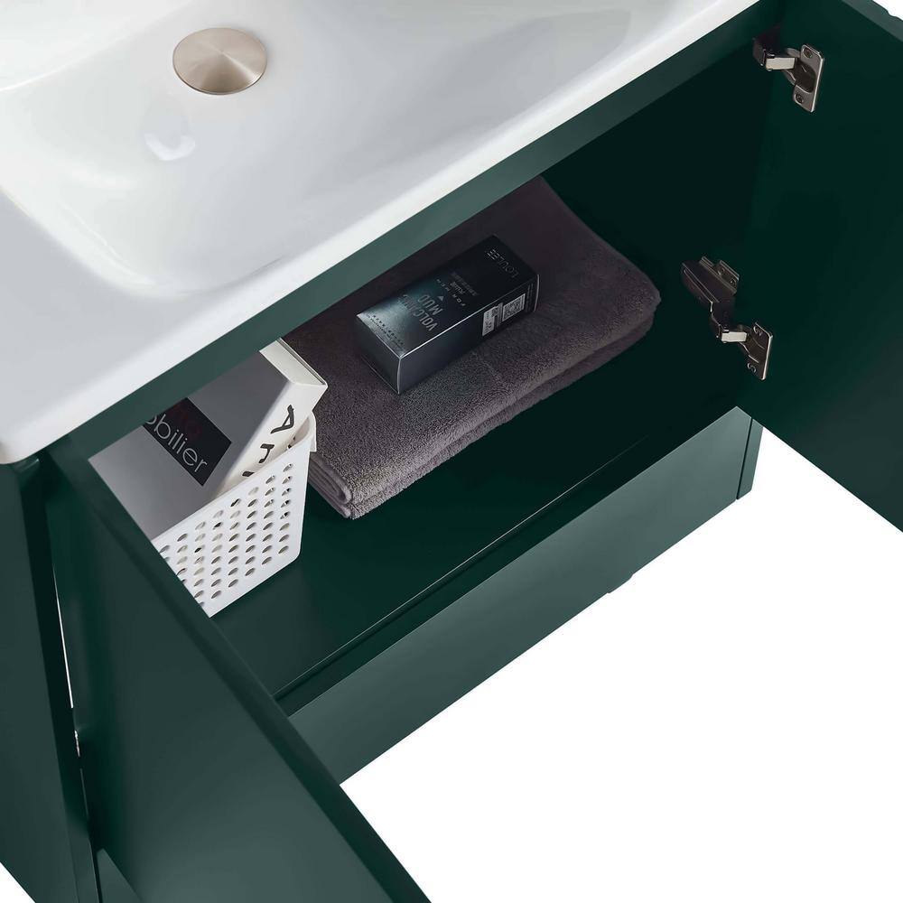 FINE FIXTURES Venezian 30 in. W x 18.11 in. D x 33 in. H Bathroom Vanity Side Cabinet in Green with White Ceramic Top VN30GN-VNHA1SN