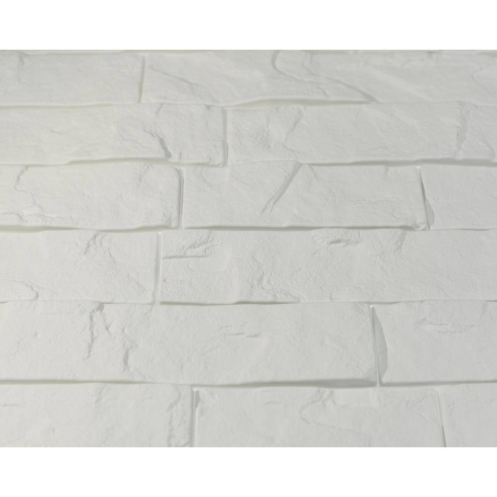 INNOVERA DECOR BY PALRAM 24'' x 24'' Ledge Stone PVC Seamless 3D Wall Panels in White 9-Pieces 704243