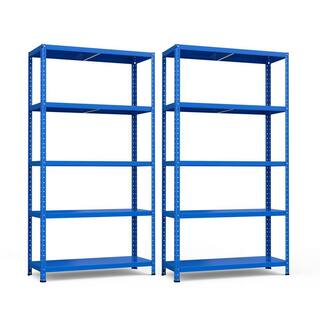 Costway 2-Piece 5-Tier Metal Shelving Unit Adjustable Heavy-Duty Utility Storage Rack Blue 2*JZ10106NY