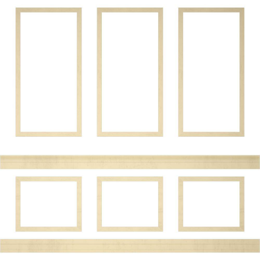 Ekena Millwork 94 12 in. (Adjustable 96 in. to 120 in.) 63 sq. ft. Polyurethane Ashford Square Panel Stacked Wall Wainscot Kit Primed WPKUST052P096