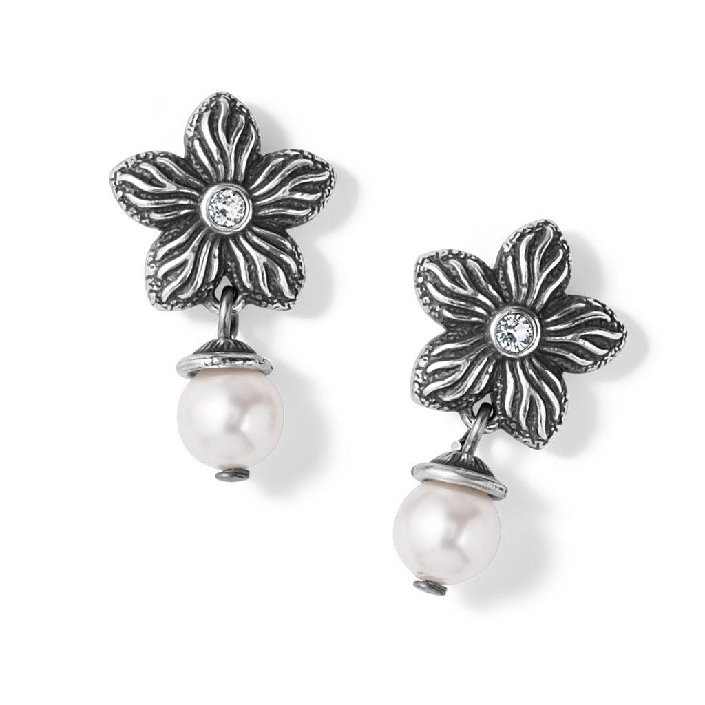 Brighton  Bloom Flower Pearl Post Drop Earrings