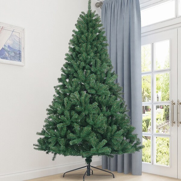 8 ft Christmas Tree Traditional Artificial Large Bushy Xmas Tree with Sturdy Metal Base for Holiday Decor，Green