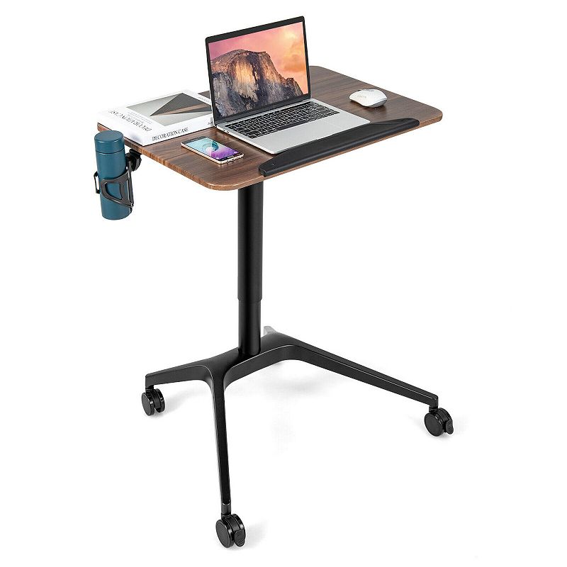 Pneumatic Standing Desk with Anti-fall Baffle and Cup Holder