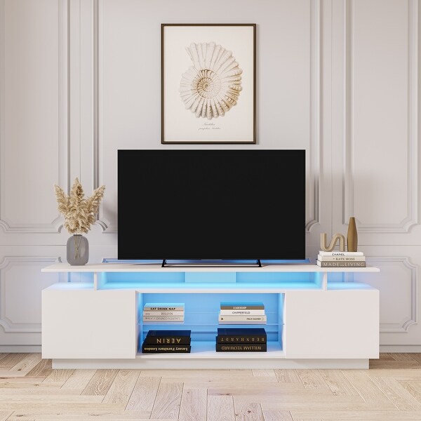 80 Inch TV Stands， Media Console Entertainment Center Television Table