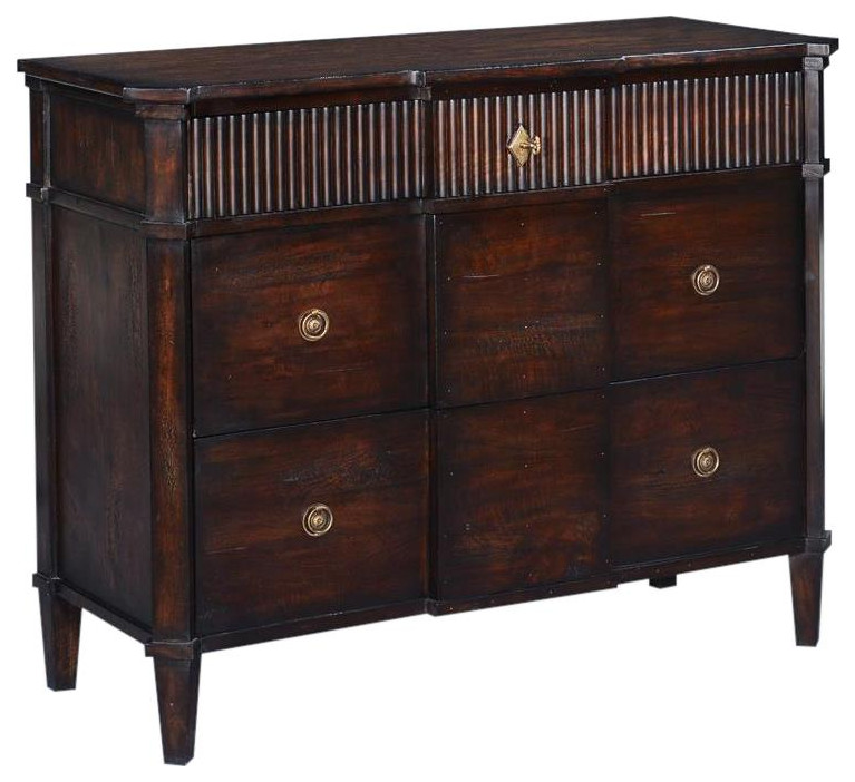 Chest St Denis Dark Rustic Pecan Wood Old World Distressed Soft Glide   Transitional   Accent Chests And Cabinets   by EuroLuxHome  Houzz