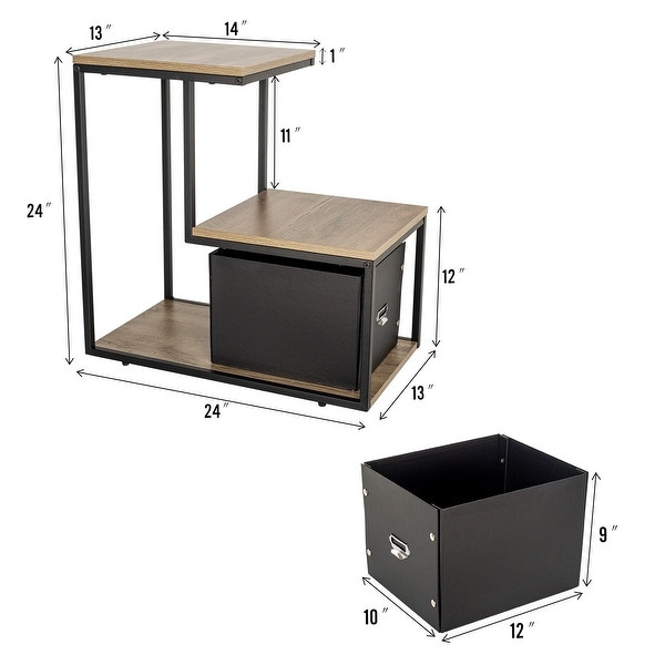 Organnice L-shaped Side Table with Basket Soft End Table