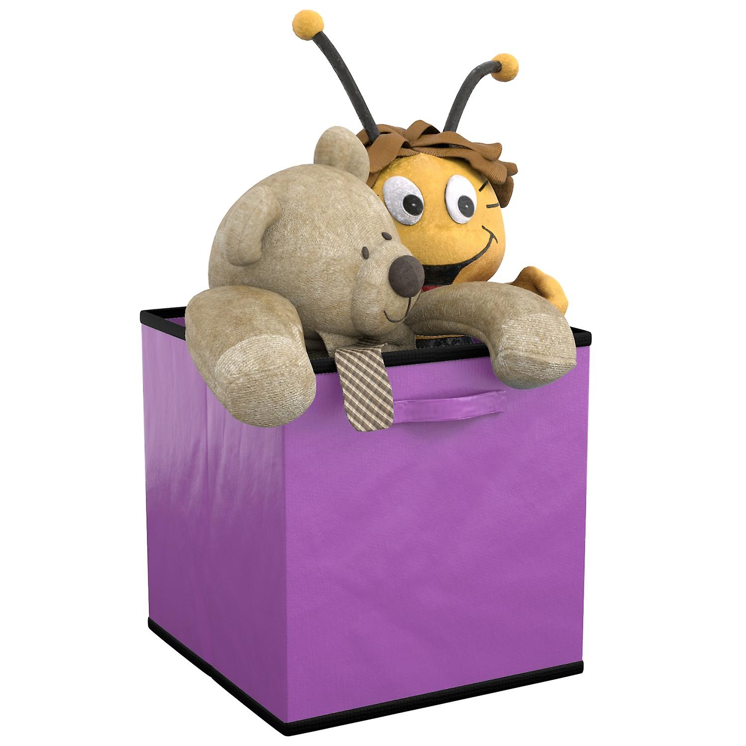 6x Foldable Storage Fabric Box in Purple   Multifunctional collection box to combine with cabinets or shelves