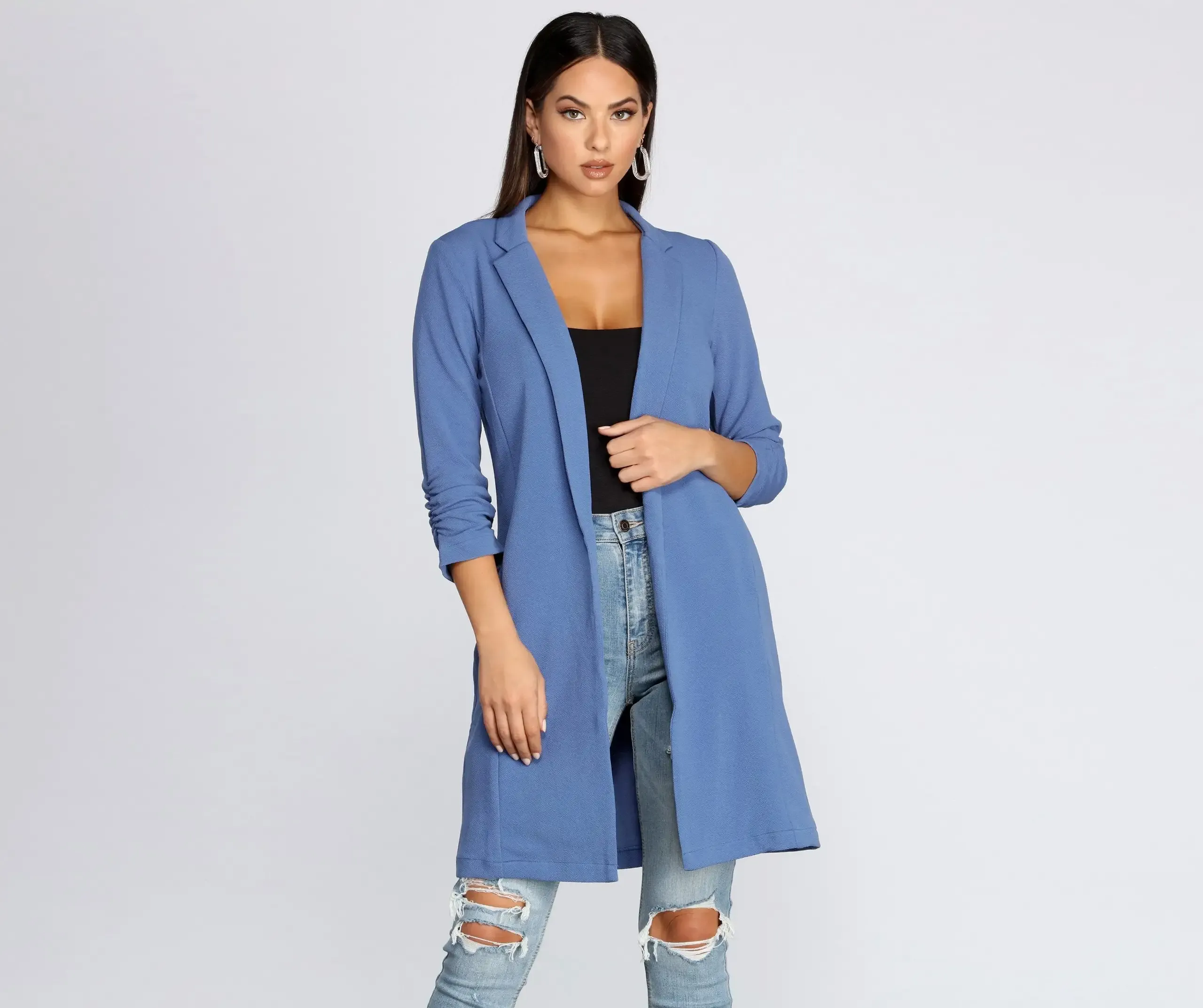 CLEARANCE - Boss Babe Crepe Longline Blazer