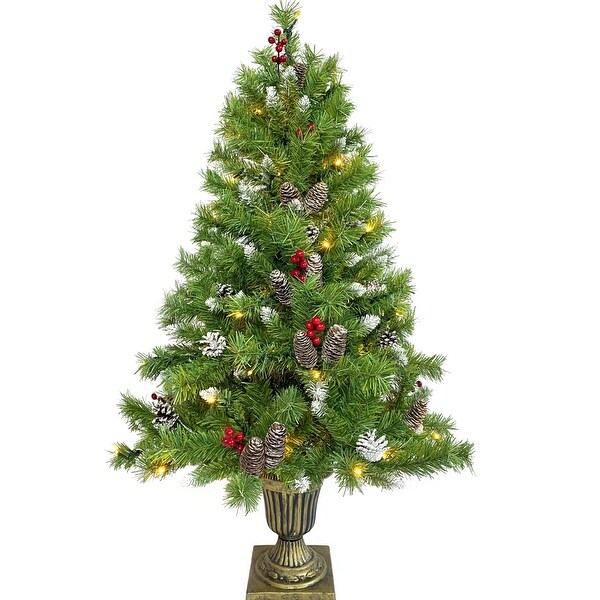 4Piece Christmas Tree with Garlandand LED Lights