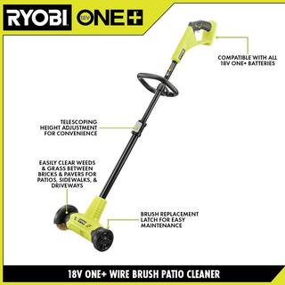 RYOBI ONE+ 18V Patio Cleaner with Wire Brush Edger (Tool Only) P2905BTL