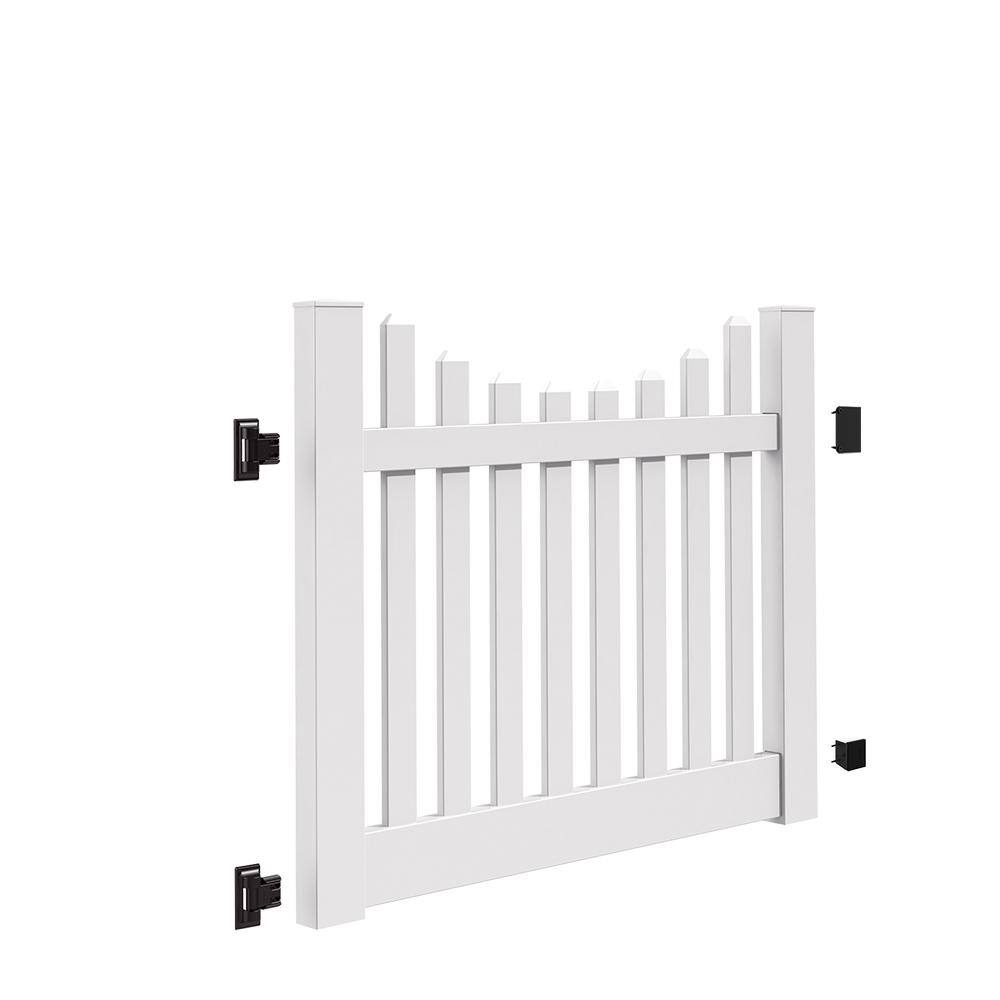 Barrette Outdoor Living Kettle Scallop 5 ft. W x 4 ft. H White Vinyl Un-Assembled Fence Gate 73014760