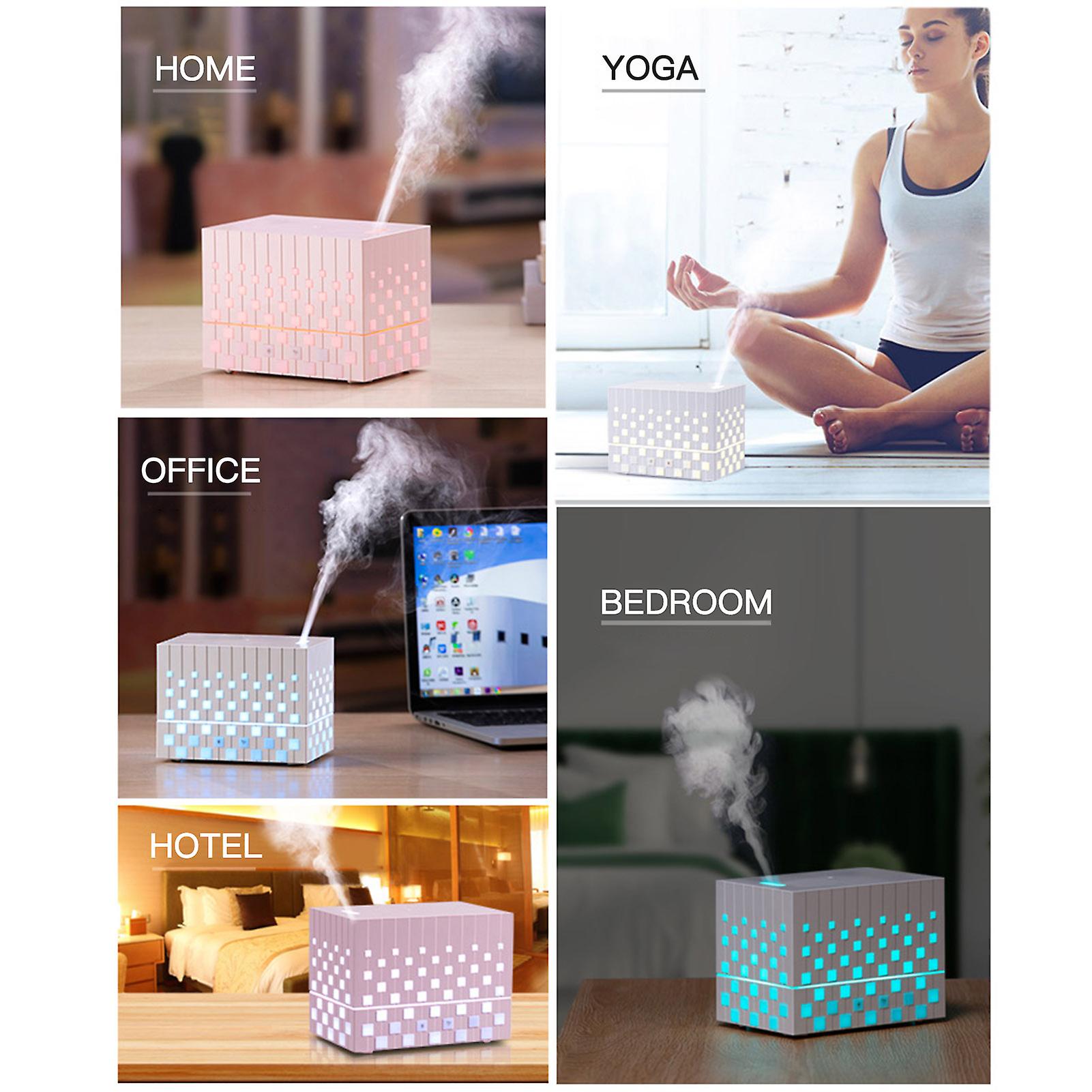 Ultrasonic Aroma Diffuser Humidifier Cube Style Essential Oil Diffuser 220ml Portable Waterless Auto Power Off Colorful Night Light For Home Office Pi